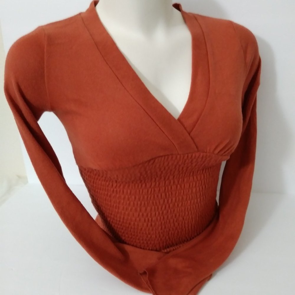 Freshman Juniors Hacci Knit Smocked Pullover Sweater - Picture 5 of 11